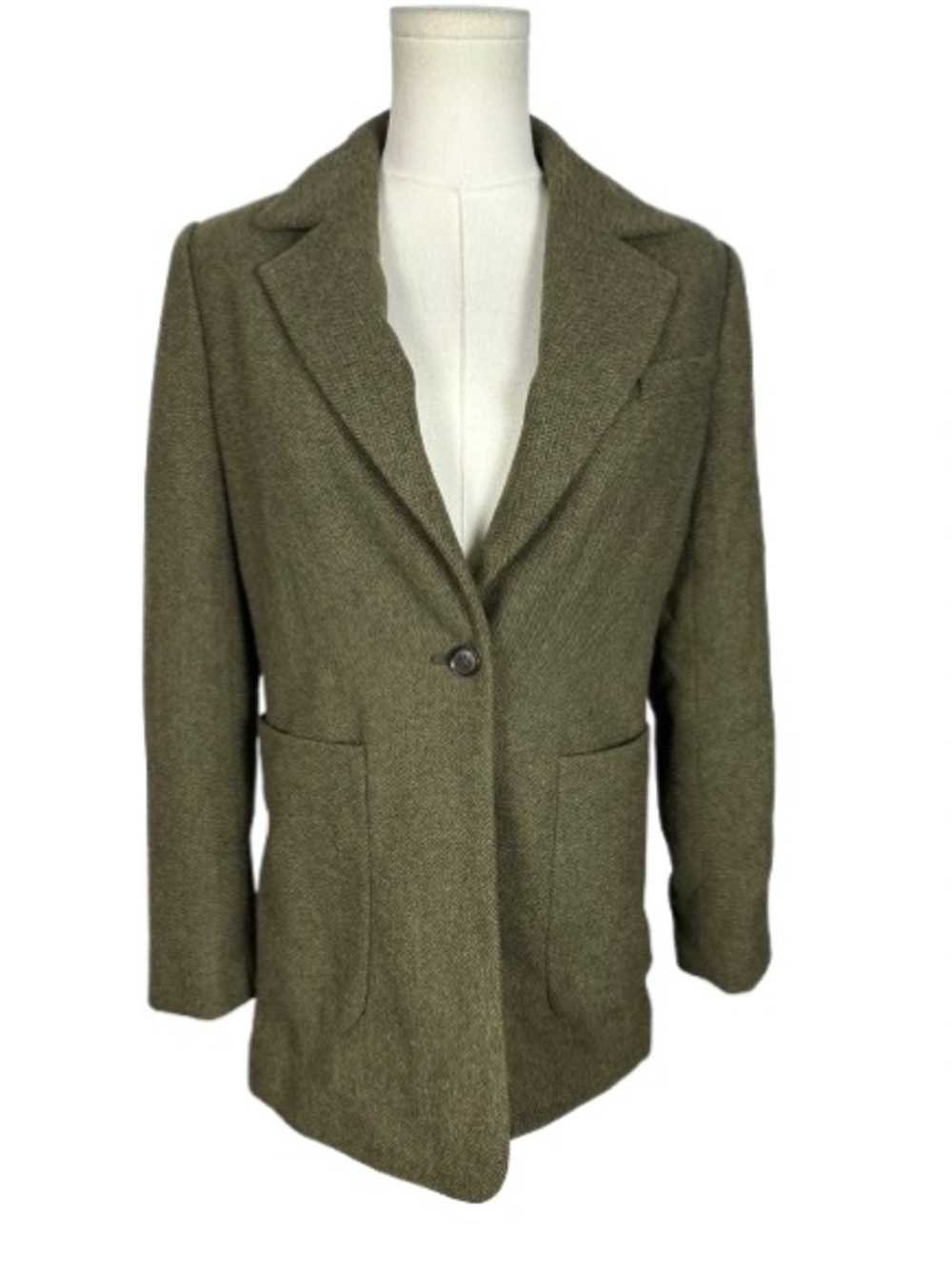 Banana Republic Women’s Olive Green Single-Button Wool-Blend Blazer Size 4
